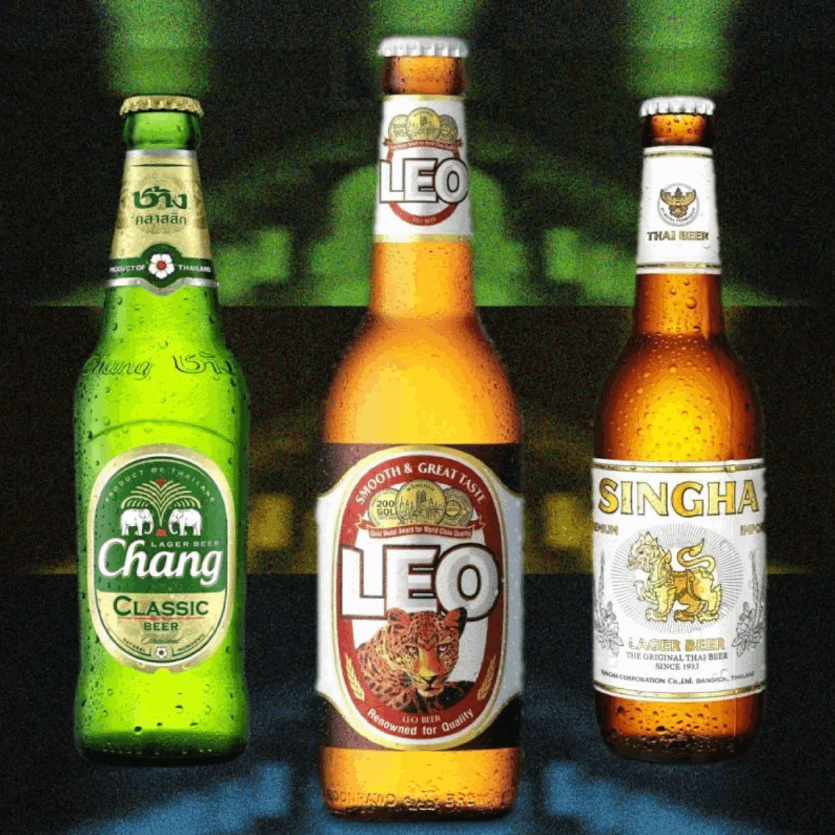 Chang, Leo and Singha beers